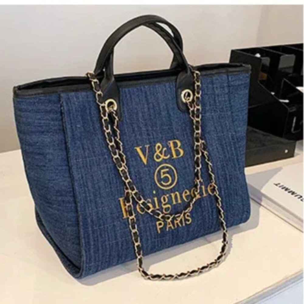 SALE:  NWT: Dark Denim  Blue  V&B Paris Tote Bag.....STUNNING